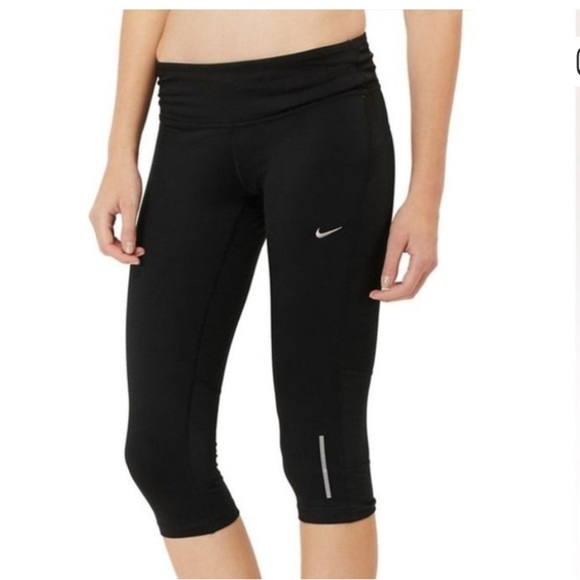 NIKE Dri-Fit Tech Capris Running Legging Pants Black Size XL - Picture 1 of 5